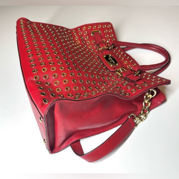 Michael Kors Women’s Leather Large Shoulder Tote Bag with Gold Studs - Picture 9 of 12